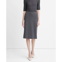 cozy wool fitted slip skirt in heather charcoal