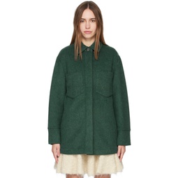 Green Button-Down Jacket 222875F063014