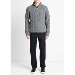 Cable-Knit Wool Quarter-Zip Sweater