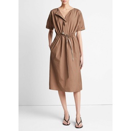 Cotton Belted Dolman-Sleeve Dress