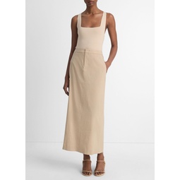 Linen-Blend Mid-Rise Maxi Skirt