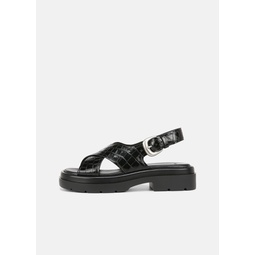 Helena Croc-Embossed Leather Lug-Sole Sandal