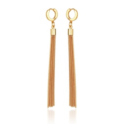 Gold-Tone Huggie Tassel Hoop Drop Earrings