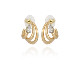 Gold-Tone and Crystal Small Hoop Earring with Stones