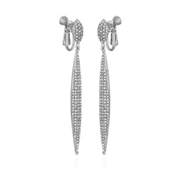 Silver-Tone Glass Stone Pave Drop Earrings