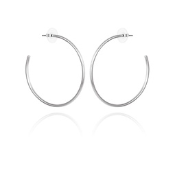 Silver-Tone Large Open Hoop Earrings
