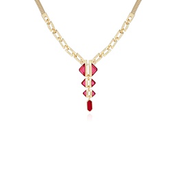 Gold-Tone and Red Siam Pendant Thick Snake Chain Statement Necklace