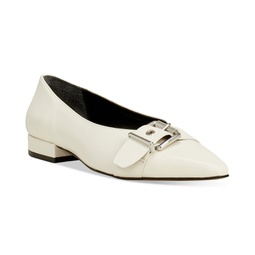 Womens Megdele Buckled Pointed-Toe Flats
