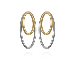Two-Tone Double Oval Hoop Earrings