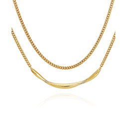 Gold-Tone Layered Curb Chain Necklace 18 + 2 Extender