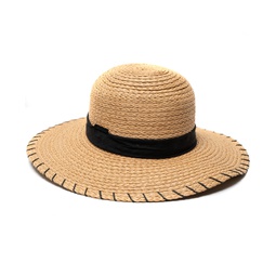 Straw Boater Hat with Whipstitch Edge