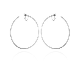 Silver-Tone Clip-On Extra Large Open Hoop Earrings