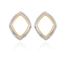 Two-Tone Glass Stone Diamond Shaped Hoop Earrings