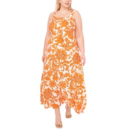 Plus Size Printed Square-Neck Maxi Dress