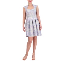 Womens Floral-Jacquard Sweetheart-Neck Fit & Flare Dress