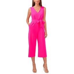 Womens Belted Cropped Jumpsuit