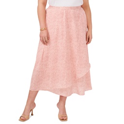 Plus Size High-Low Crossover Midi Skirt