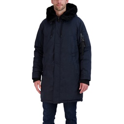 Mens Long Parka with Faux Fur Lined Hood
