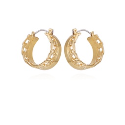 Gold-Tone Textured Organic Hoop Earrings