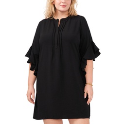 Plus Size 3/4-Sleeve Ruffle-Cuff Dress