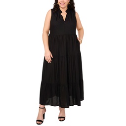 Plus Size Split-Neck Sleeveless Maxi Dress