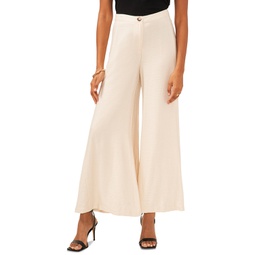 Womens Elastic-Back Wide-Leg Trousers