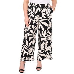 Plus Size Printed Smocked-Waist Wide-Leg Pants