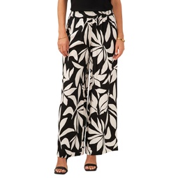 Womens Printed Smocked-Waist Pull-On Pants