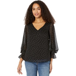 Vince Camuto Balloon Sleeves Blouse with Smocking on Waist