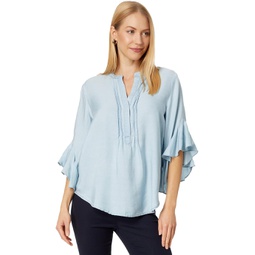 Womens Vince Camuto Pin Tuck Flutter Sleeve Blouse