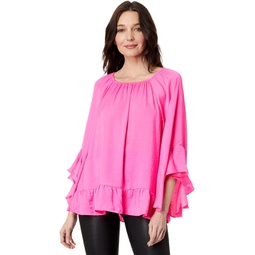 Womens Vince Camuto Flowy Ruffled Blouse with 3/4 Sleeve