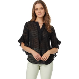 Womens Vince Camuto Pin Tuck Flutter Sleeve Blouse