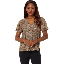 Womens Vince Camuto V-Neck Tulip Sleeve Blouse