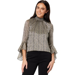 Vince Camuto Shirred Mock Neck Blouse