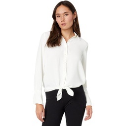Womens Vince Camuto Tie Front Collared Blouse