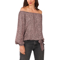 Womens Vince Camuto Long Sleeve Off-the-Shoulder Blouse