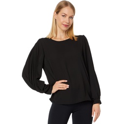 Womens Vince Camuto Long Sleeve Blouse with Pleated Sleeves