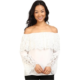 Womens Vince Camuto Lace Bell Sleeve Off Shoulder Blouse