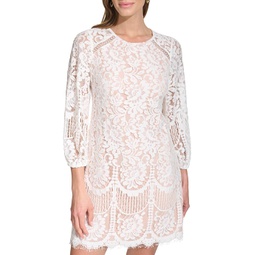 Womens Vince Camuto Lace Blouson Sleeve Shift Dress