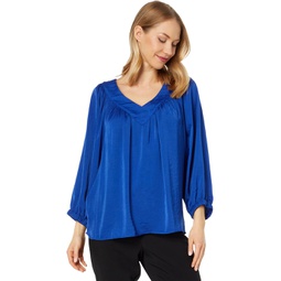 Vince Camuto Wide V-Neck Blouse with Shirring
