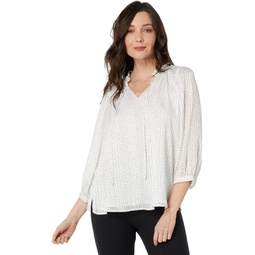 Vince Camuto Raglan Peasant Split-Neck Blouse