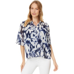 Vince Camuto Collard Short Slv Blouse W Shirt