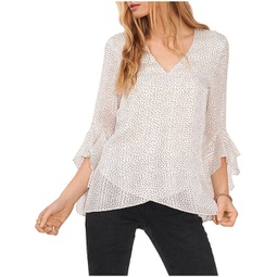 womens dotted v-neck blouse