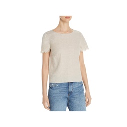 womens linen frayed sleeves pullover top