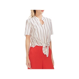 womens striped tie front button-down top