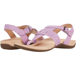 Vionic Womens Lupe Flat Sandal - with hook and loop closure and Concealed Orthotic Arch Support