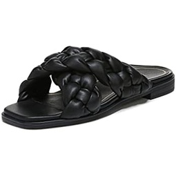 Vionic Womens Poppy Braided Vio-Motion Insole Slide Sandal- Supportive Dressy Flat Sandals That Includes an Orthotic Insole and Cushioned Outsole for Arch Support, Medium and Wide