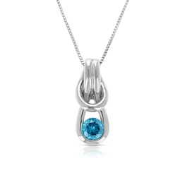 1/2 cttw blue diamond solitaire knot pendant necklace 14k white gold with chain