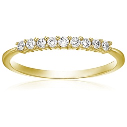 1/5 cttw diamond wedding band 14k white or yellow gold 9 stones prong set round