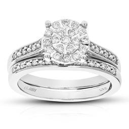 2/5 cttw round cut lab grown diamond wedding engagement ring bridal set .925 sterling silver